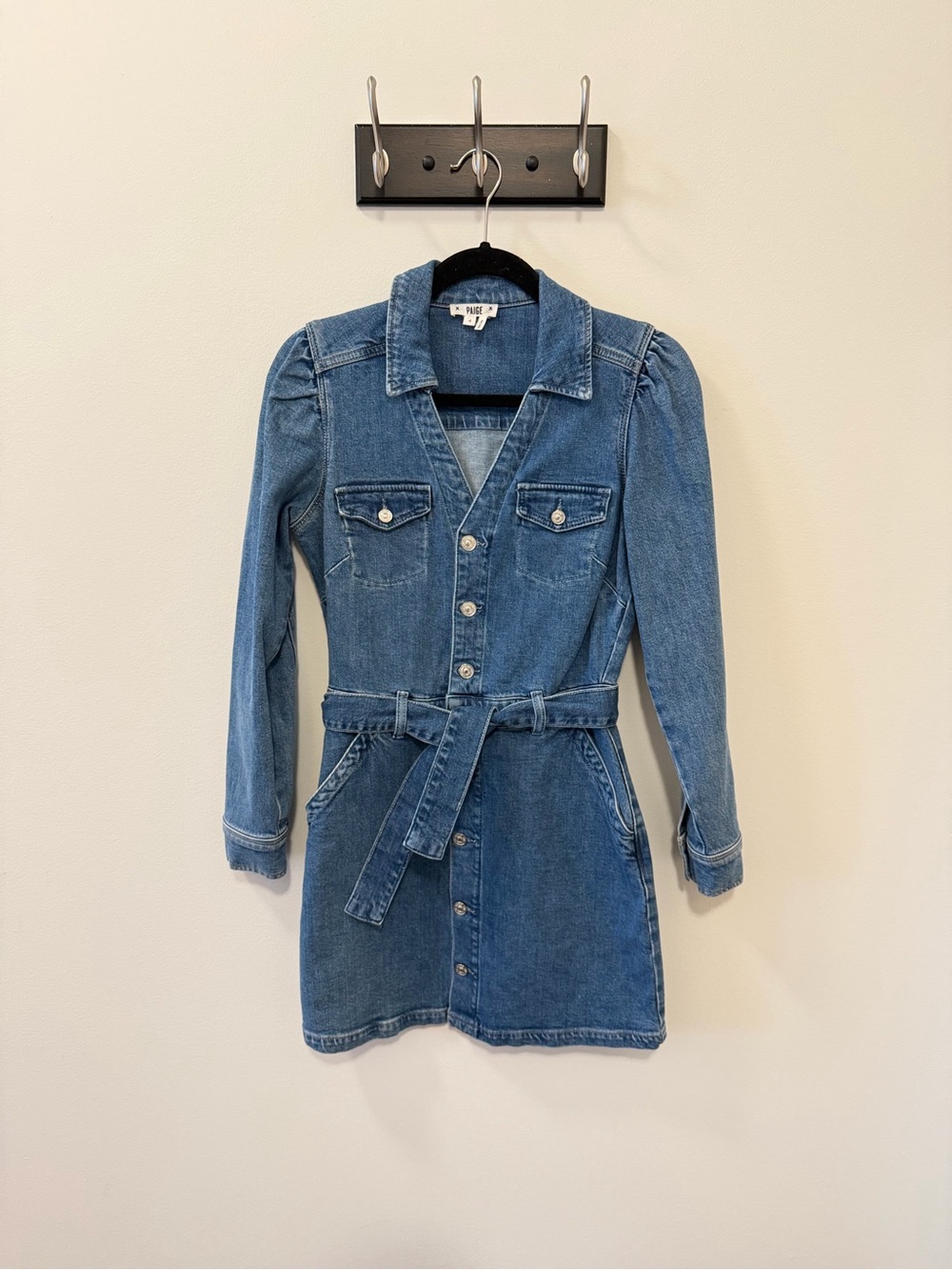 Paige Denim Shirt Dress with Belt - Blue